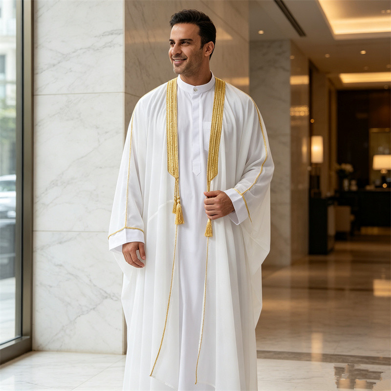 Dubai Men'S Fashion - Eid Muslim Men Jubba Thobe Dishdasha