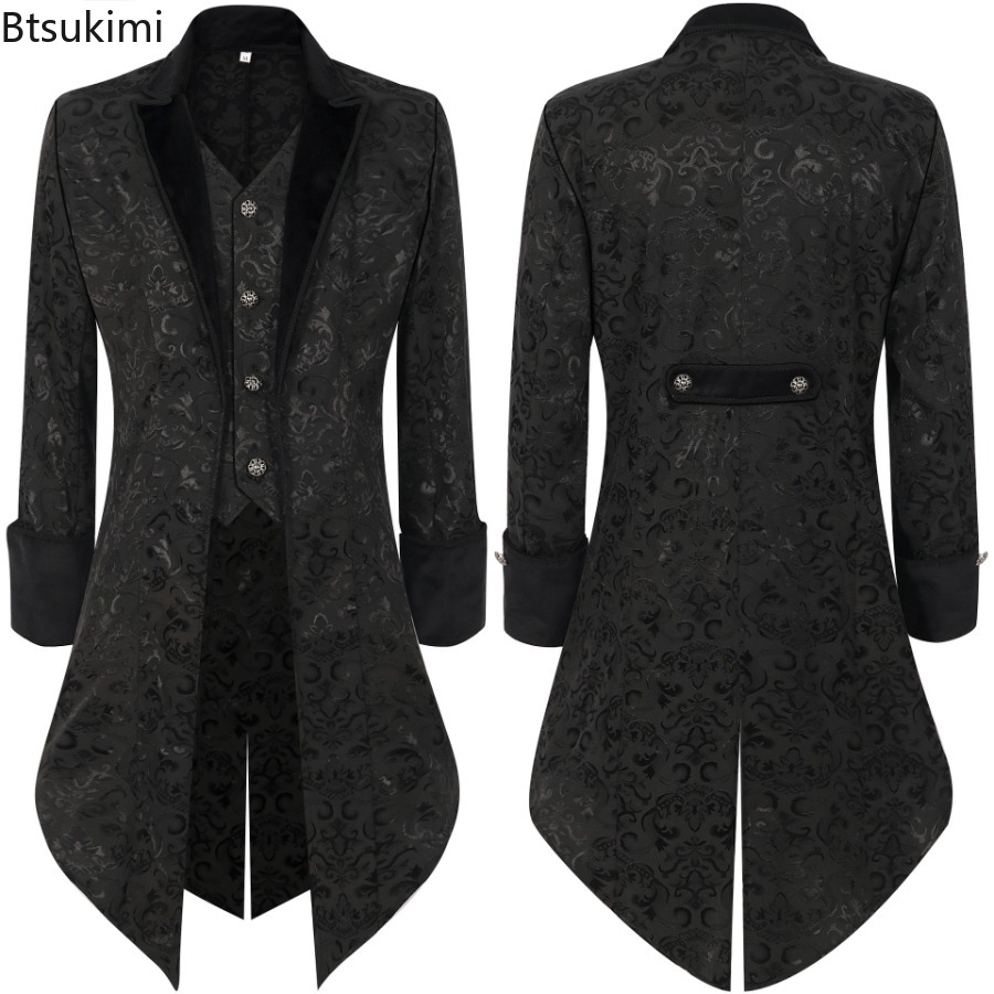 Men'S Fashion Model - 2026 Fashion Men's Creases Tailcoat Steampunk