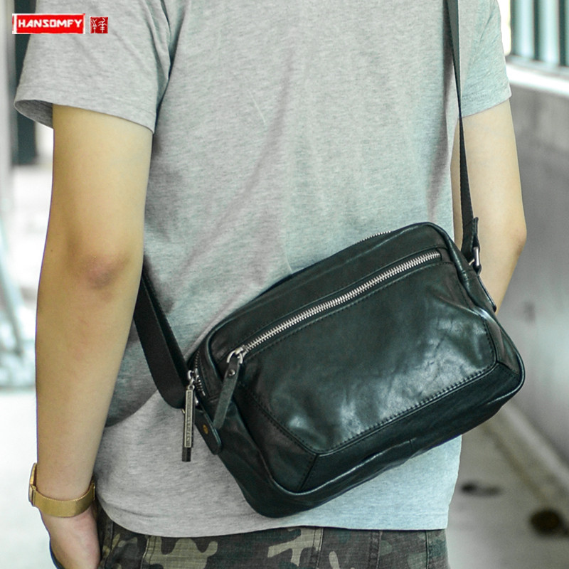 Yellow Men'S Fashion - New Men's Leather Shoulder Bag Head