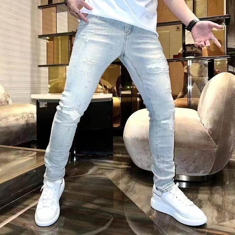 Men'S Fashion Jeans 2025 - 2025 Summer New Heavy Industry Holes