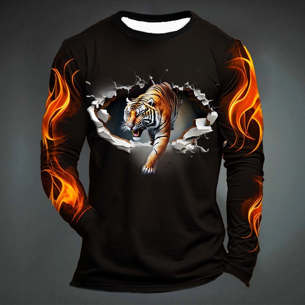Mens Fashion Ideas - Funny Tiger Print T Shirt For