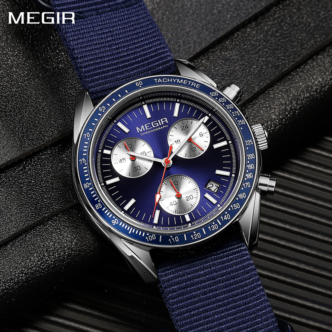 Men'S Fashion Magazine - MEGIR Chronograph Canvas Strap Men Sport