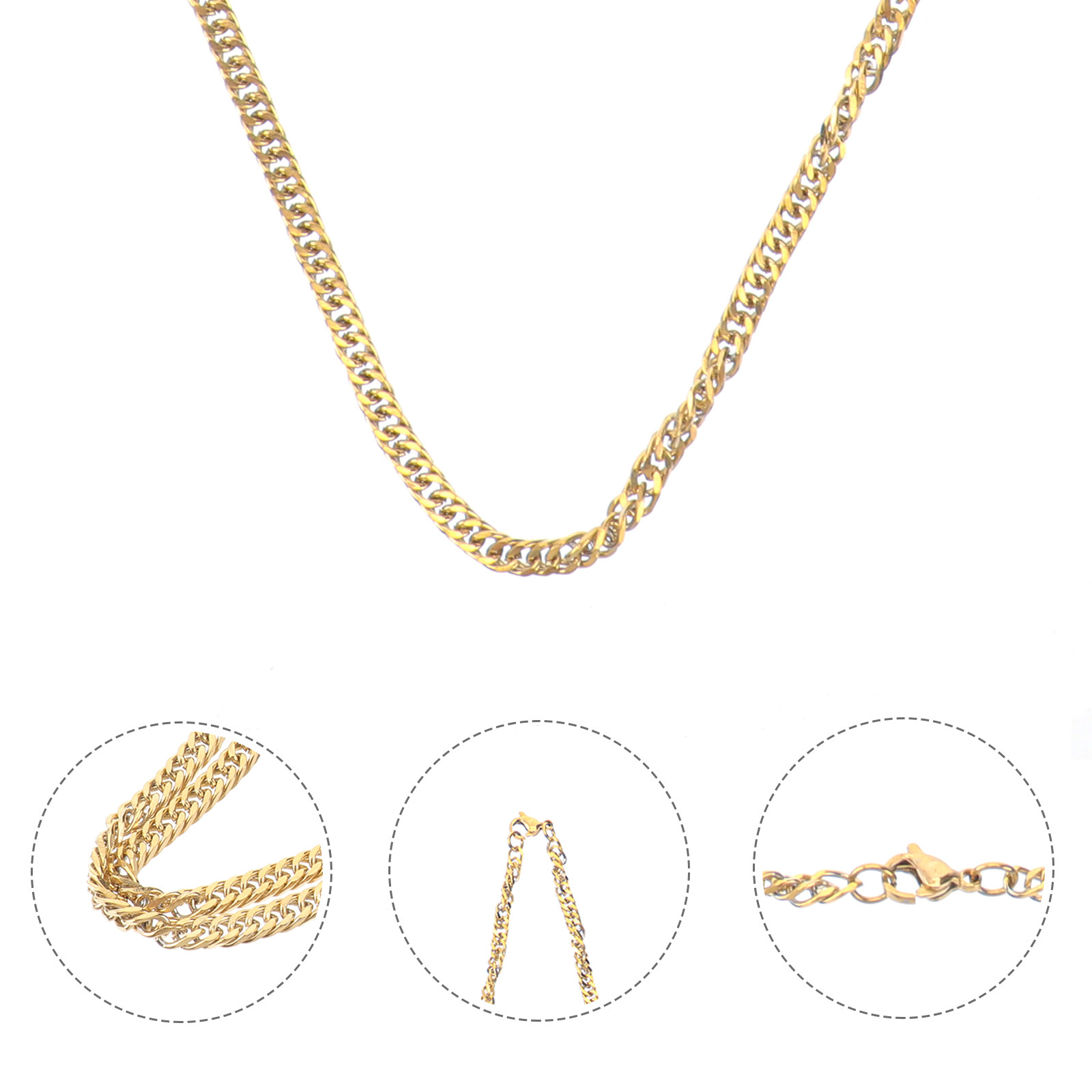 Men'S Fashion Gold Chain - 1Pcs Gold Double Buckle Chain Titanium