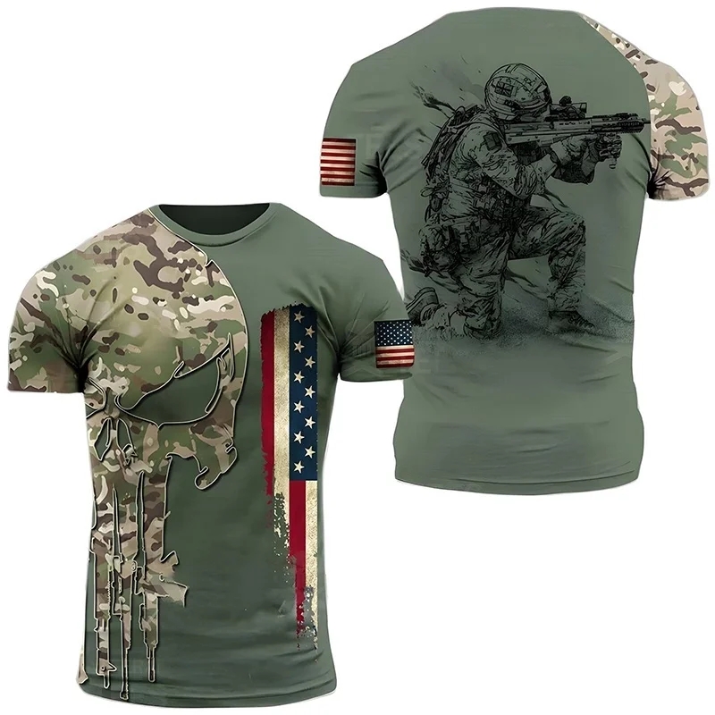 Summer New Military Printed Me - огляд і ціна Military Shirt Men
