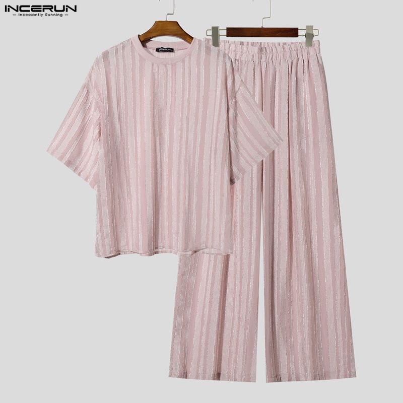 INCERUN Men's Sets Striped See - огляд і ціна Mens Fashion Ideas