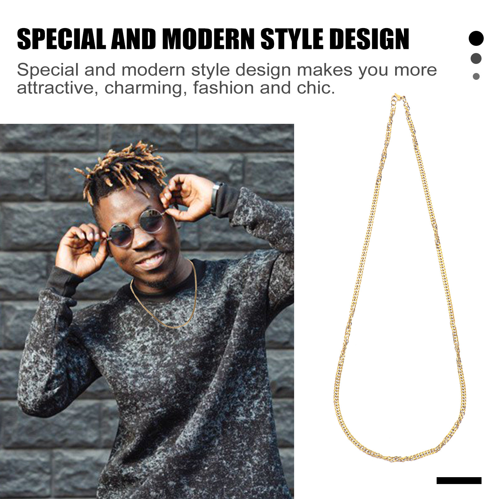 1Pcs Gold Double Buckle Chain  - огляд і ціна Men'S Fashion Gold Chain